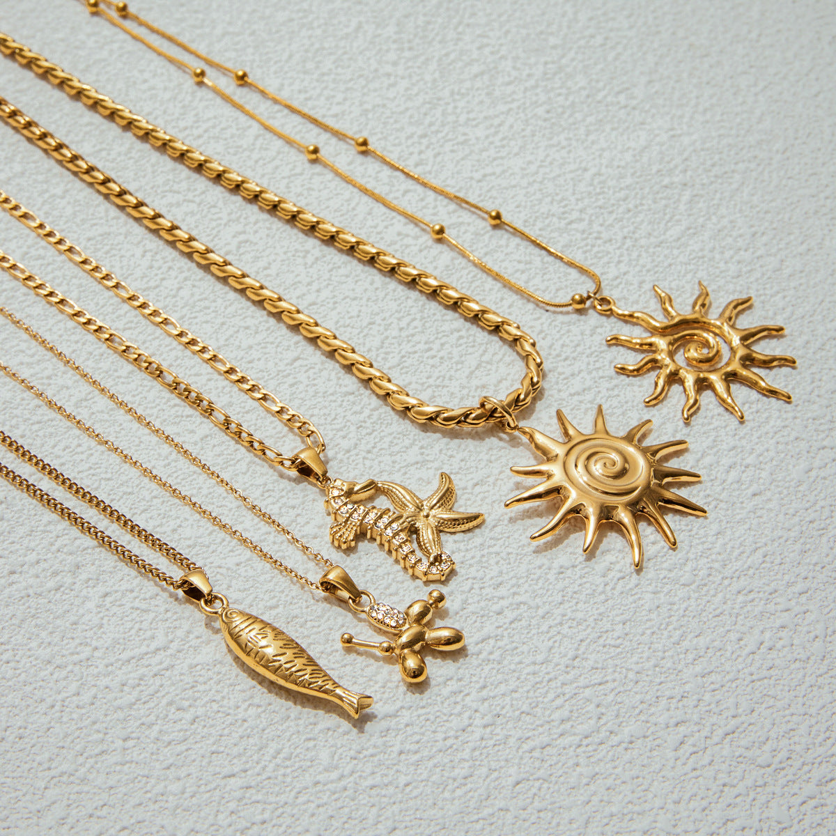 Delicate Layered Necklace Set - Gold Plated Vacation Jewelry for Everyday Elegance