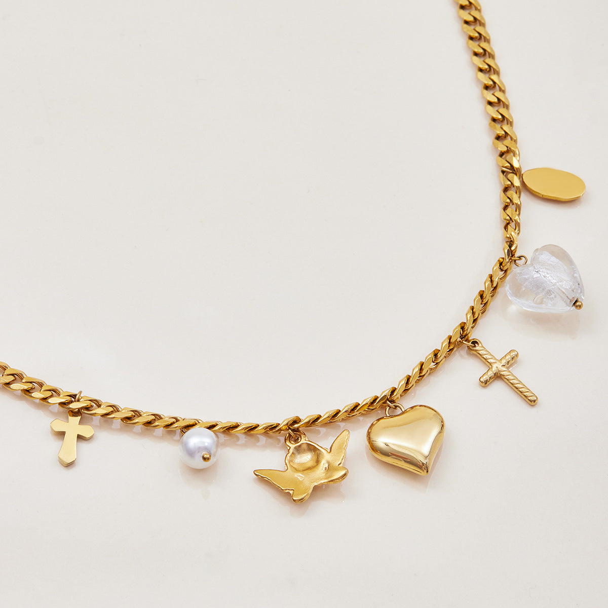 Open Heart Collar Necklace - Tarnish-Free Stainless Steel Layering Pendant for Everyday Wear