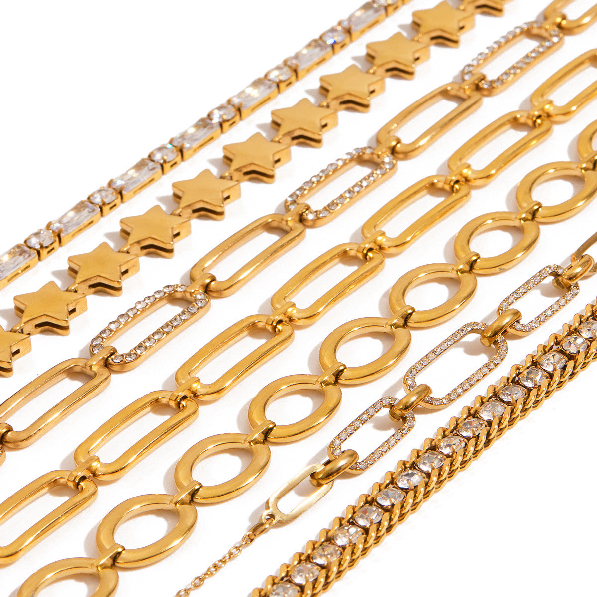 Stackable Heart Bracelet with CZ - Dainty Titanium Steel Chain, Tarnish-Free Minimalist Jewelry for Women