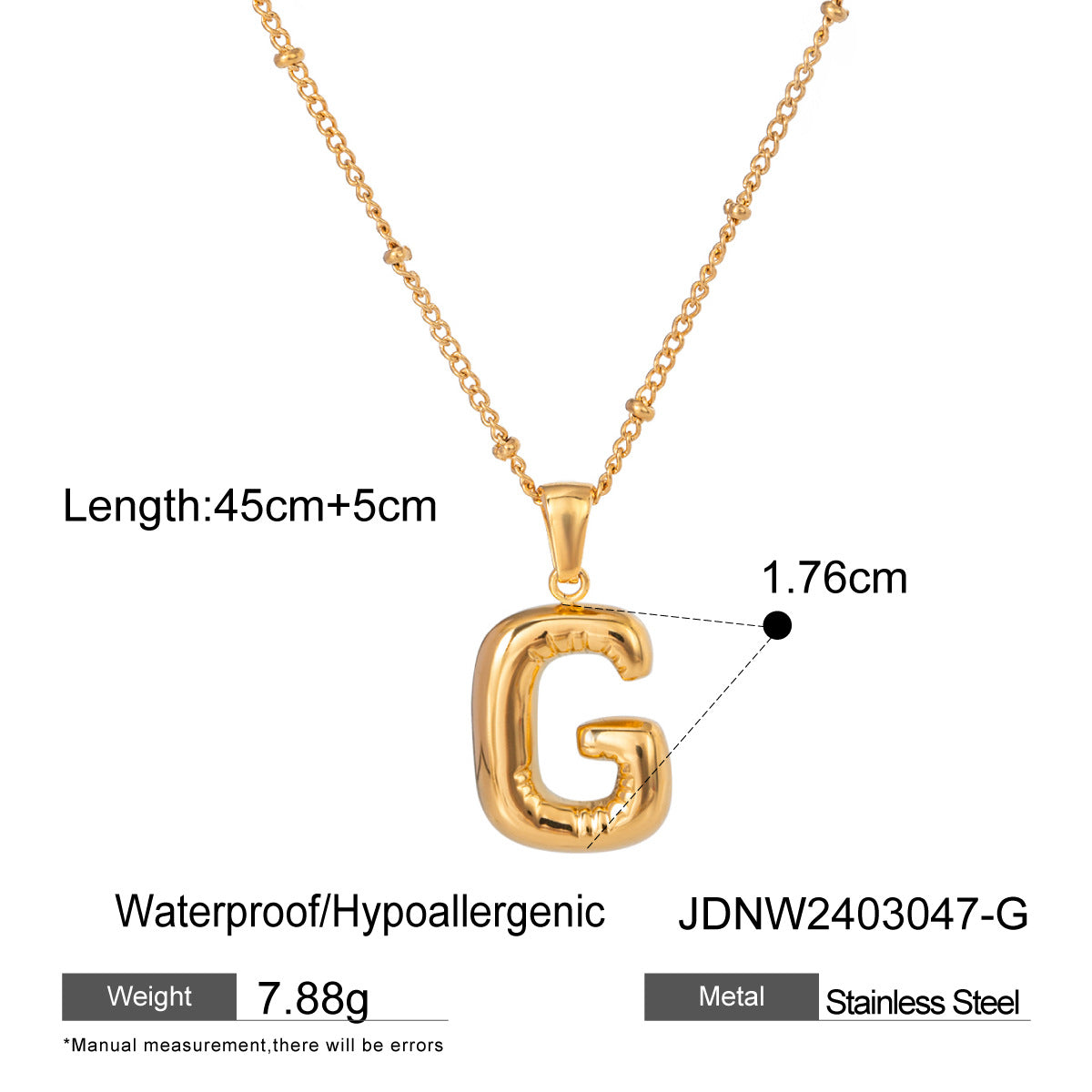 Personalized Initial Necklace - Dainty Letter Pendant in Titanium Steel, Tarnish-Free Layering Necklace for Women