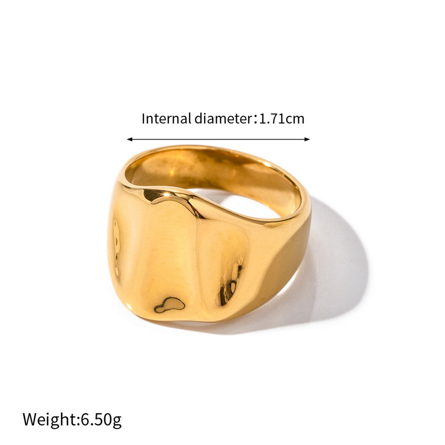 Geometric Statement Ring in 18k Gold Plated Stainless Steel - Bold Luxurious Cocktail Ring