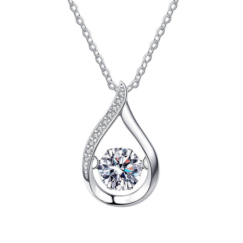 1 Carat Teardrop Moissanite Necklace | 925 Sterling Silver Pendant, Korean Style
