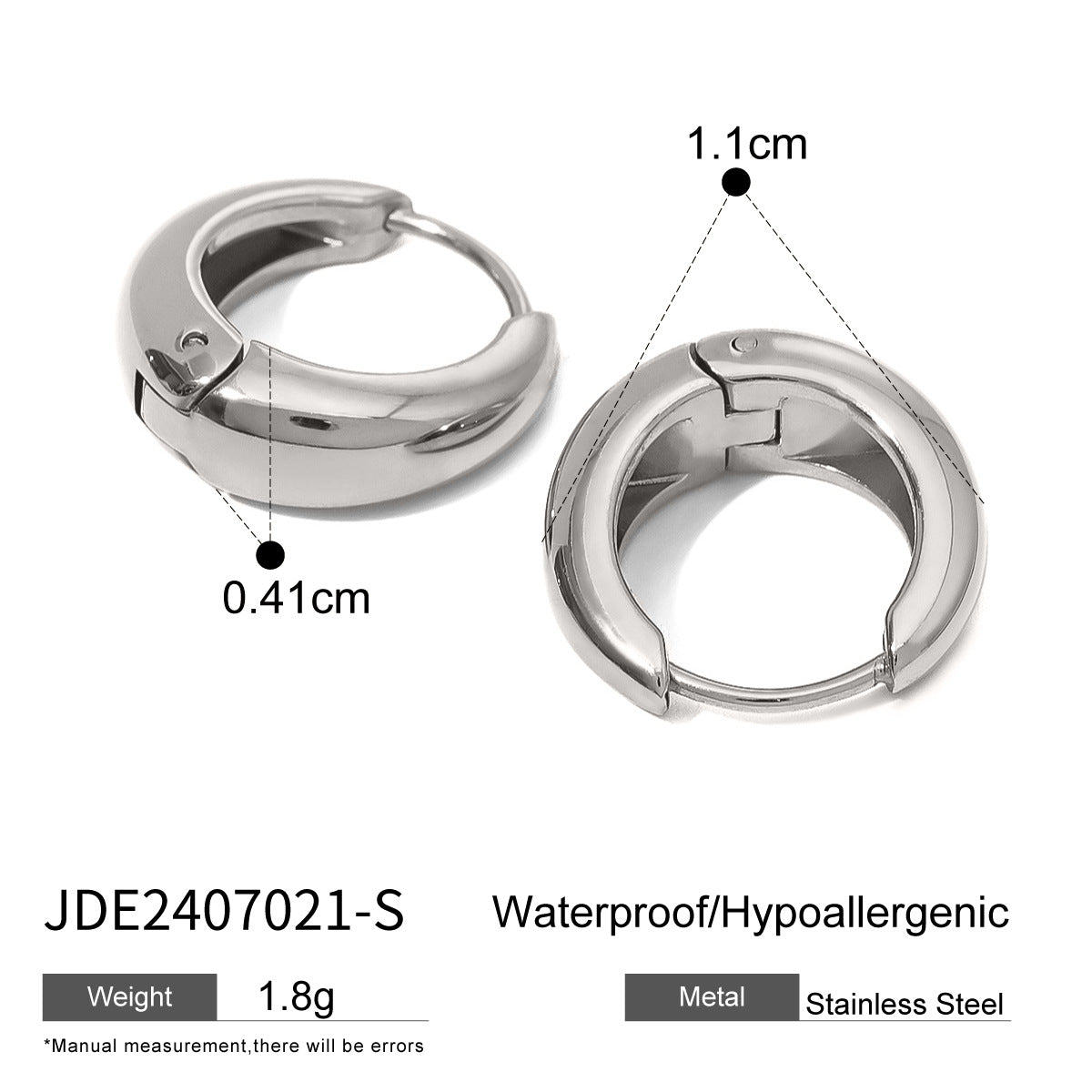 Stainless Steel Hoop Earrings – 18K Gold Titanium Steel Studs with Luxury Appeal
