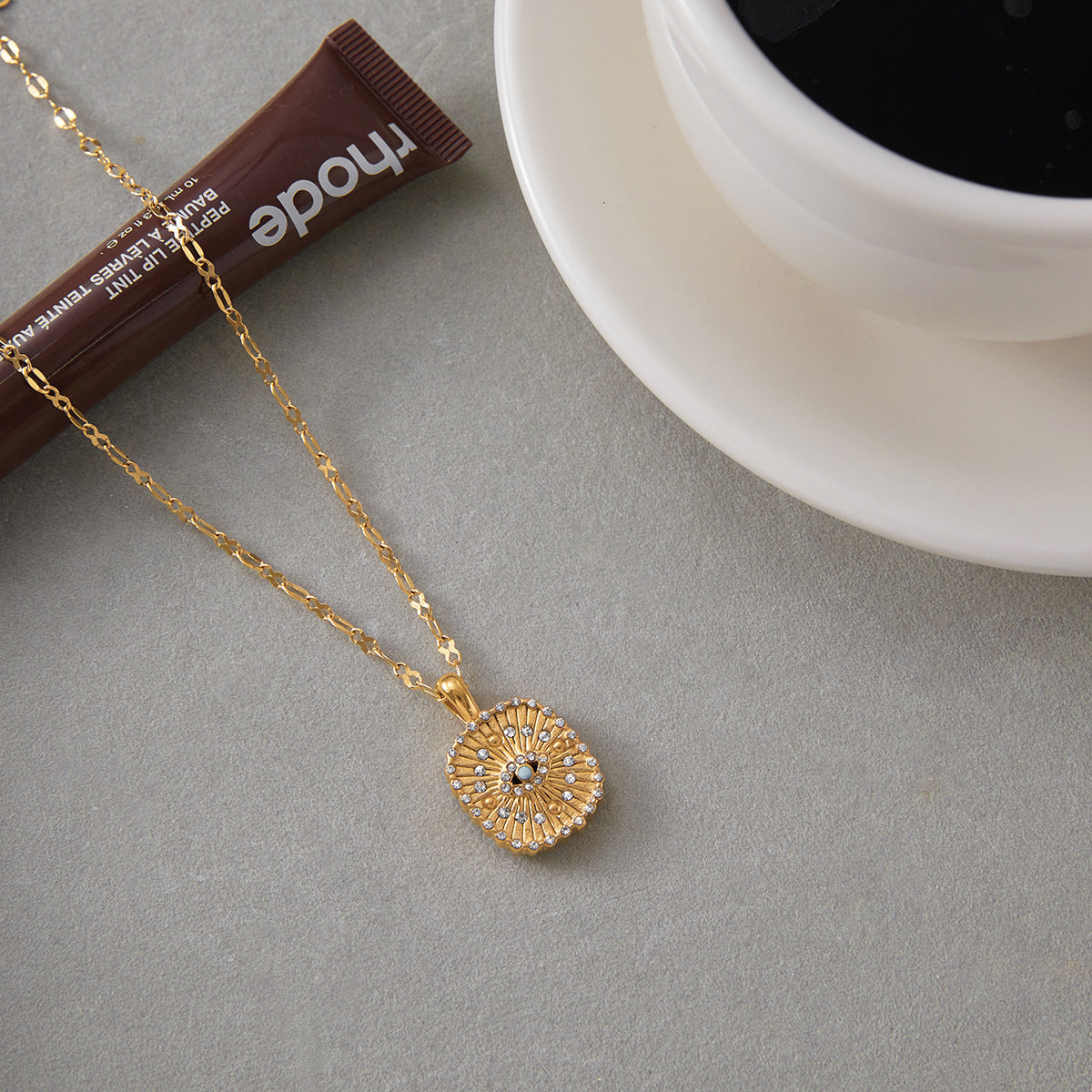 Evil Eye Necklace with Blue Turquoise - Titanium Steel Choker for Women, Protection Amulet Gift