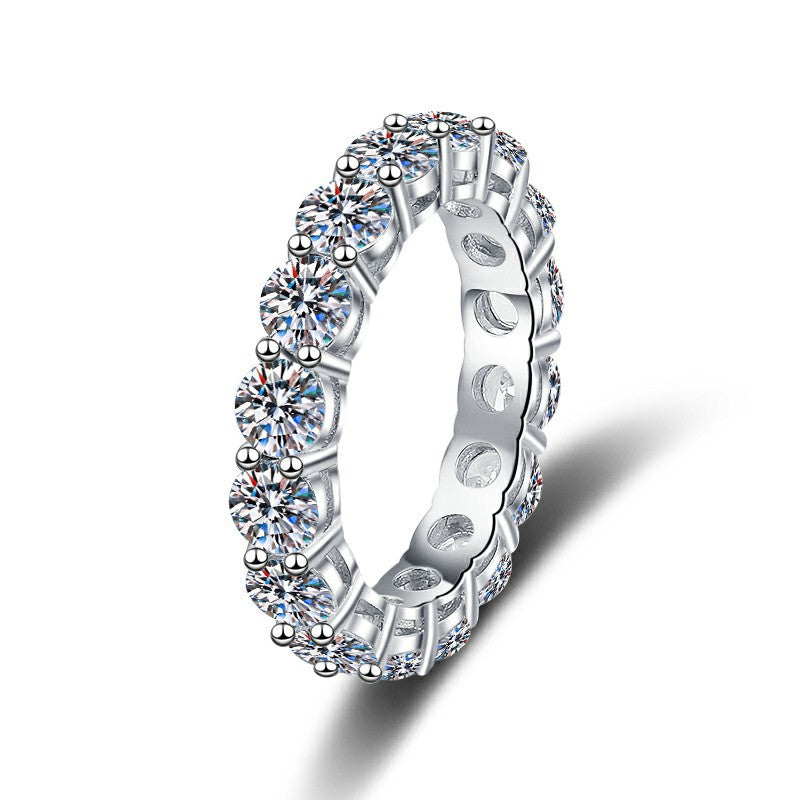 4mm Cuban Link Moissanite Eternity Ring - Full Pavé Sterling Silver Statement Rin