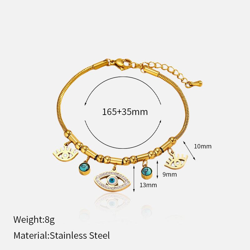 Evil Eye Protection Bracelet for Women - Delicate 18K Gold Plated Stainless Steel Chain