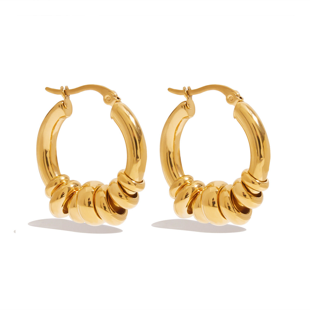 Two-Tone Circle Stud Earrings - Luxury Minimalist Stainless Steel Earrings for Wome