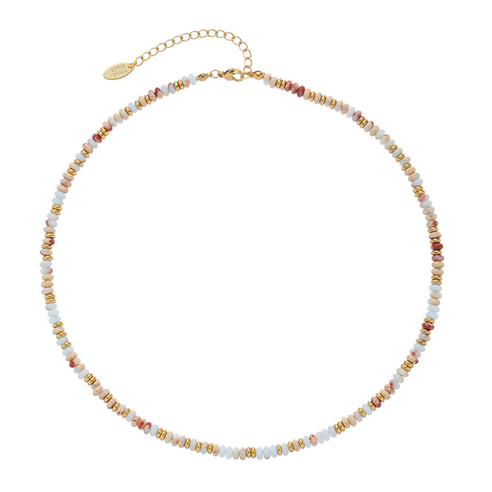 Minimalist Natural Lavender Quartz Bead Necklace - 18K Gold Plated Adjustable Layering Chain