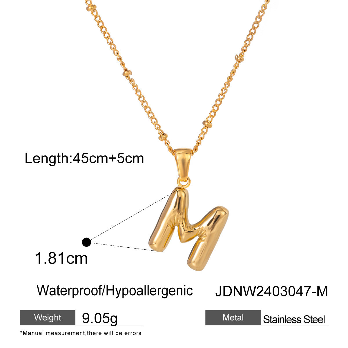 Personalized Initial Necklace - Dainty Letter Pendant in Titanium Steel, Tarnish-Free Layering Necklace for Women