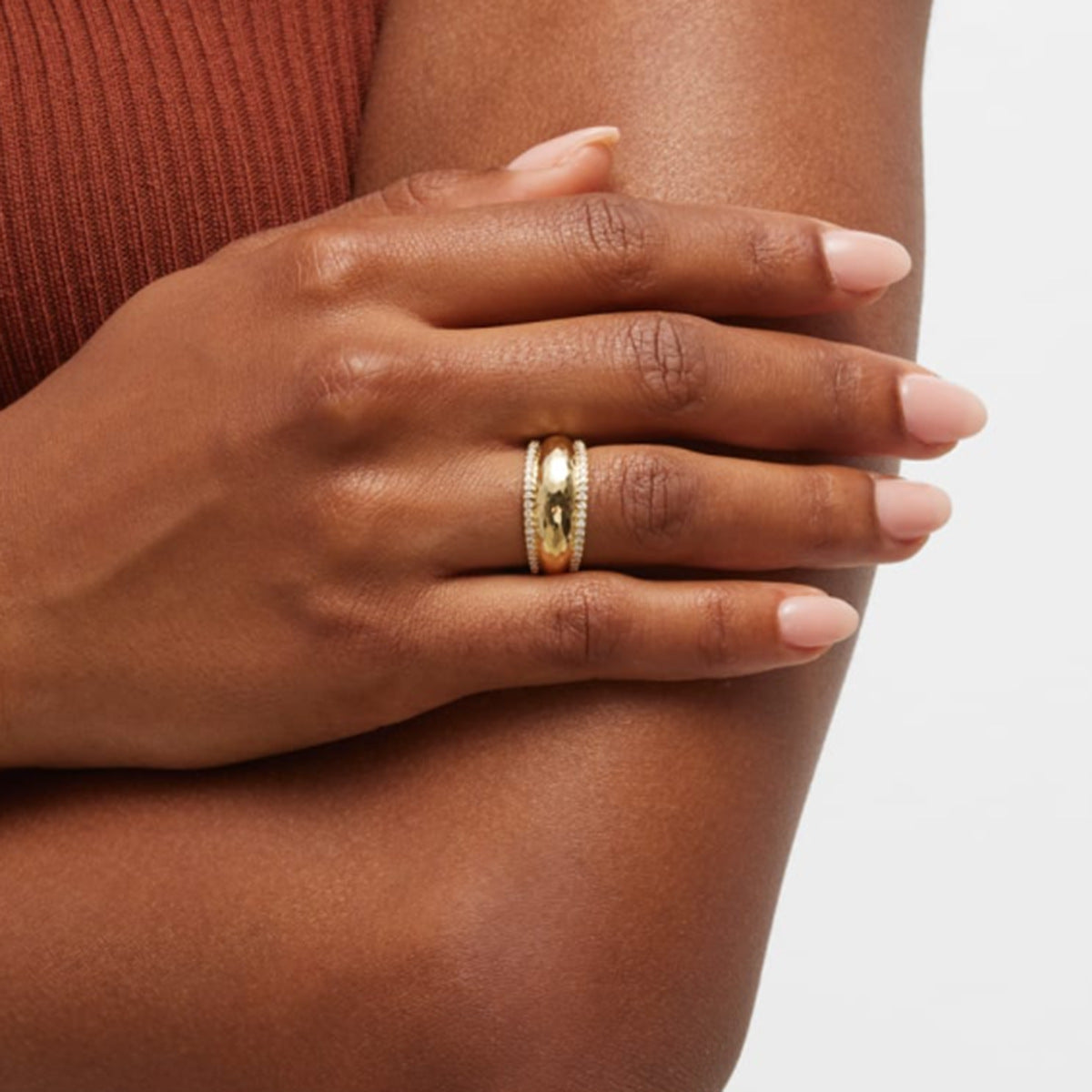 18k Gold Plated Crystal Ring - Minimalist Unisex Band with Zirconia Accents