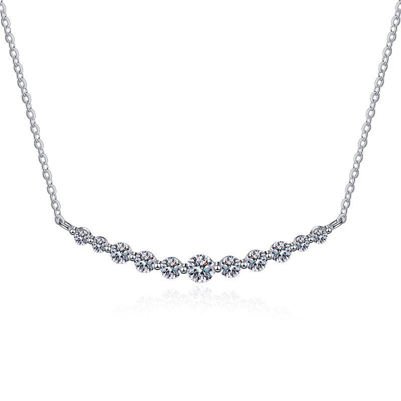 Smiling Face Pendant Necklace with 1.1CT D Color Moissanite - Sterling Silver Collarbone Chain