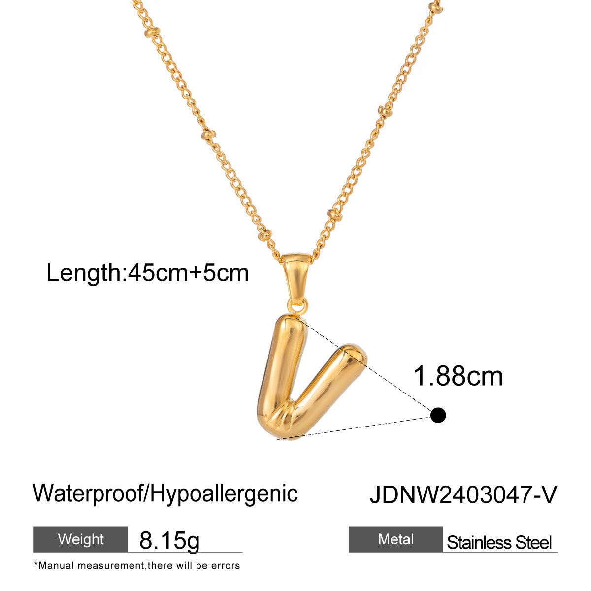 Personalized Initial Necklace - Dainty Letter Pendant in Titanium Steel, Tarnish-Free Layering Necklace for Women