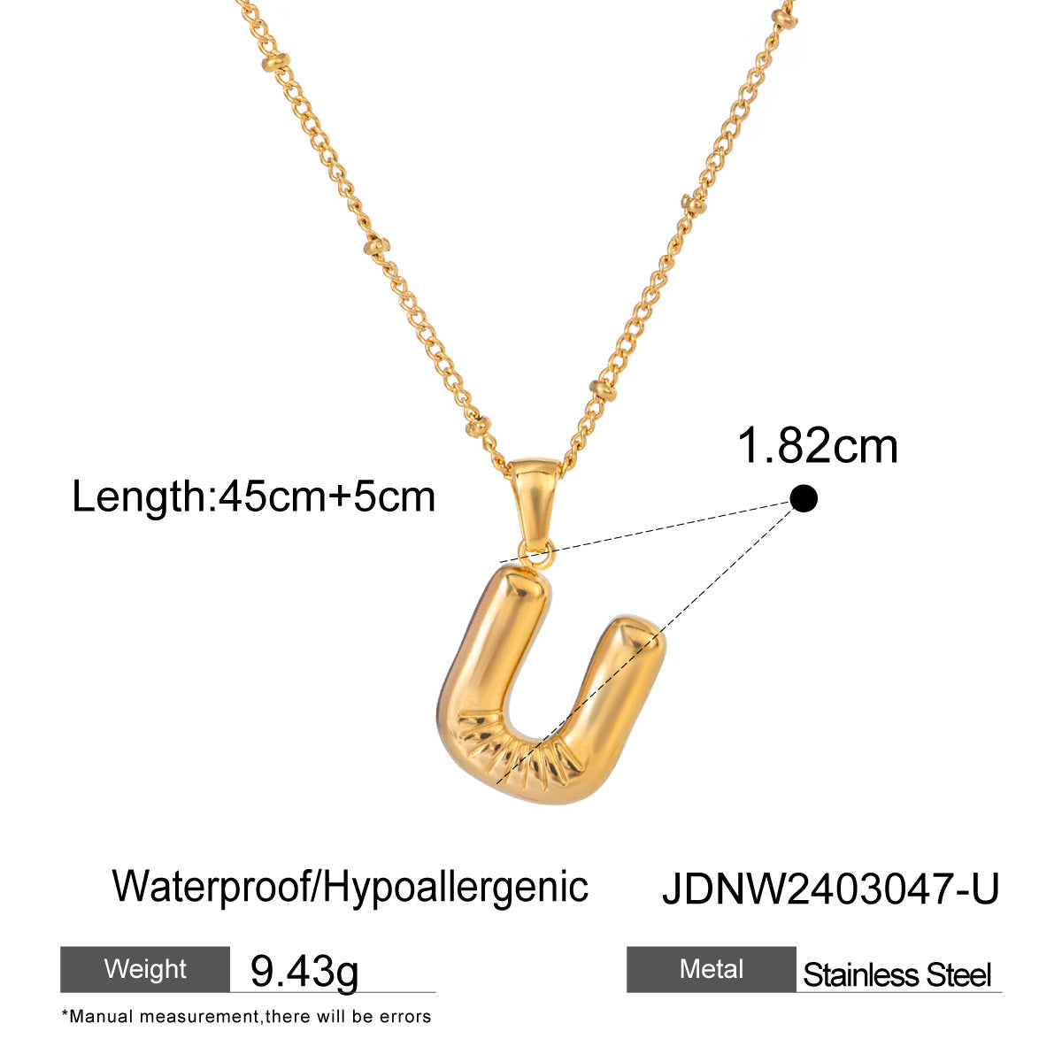 Personalized Initial Necklace - Dainty Letter Pendant in Titanium Steel, Tarnish-Free Layering Necklace for Women