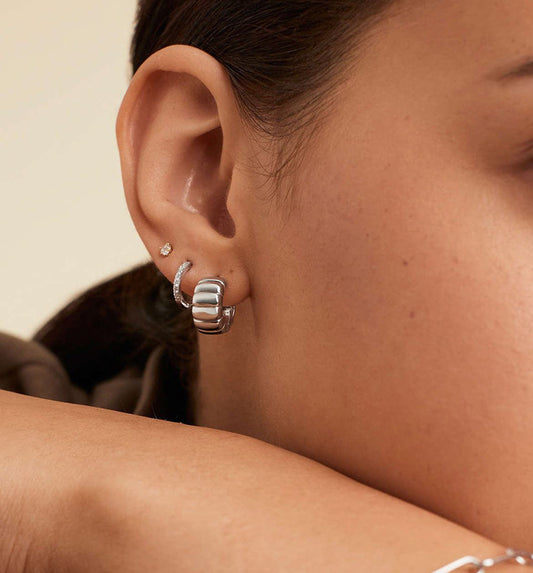 French Style C-Shaped Stud Earrings - S925 Sterling Silver Minimalist Elegance in 18k Gold/White Gold