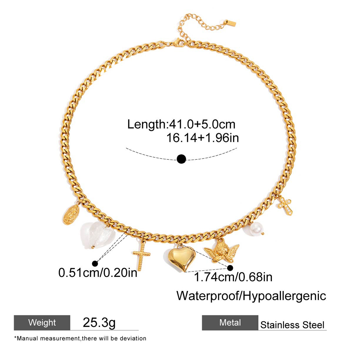 Open Heart Collar Necklace - Tarnish-Free Stainless Steel Layering Pendant for Everyday Wear