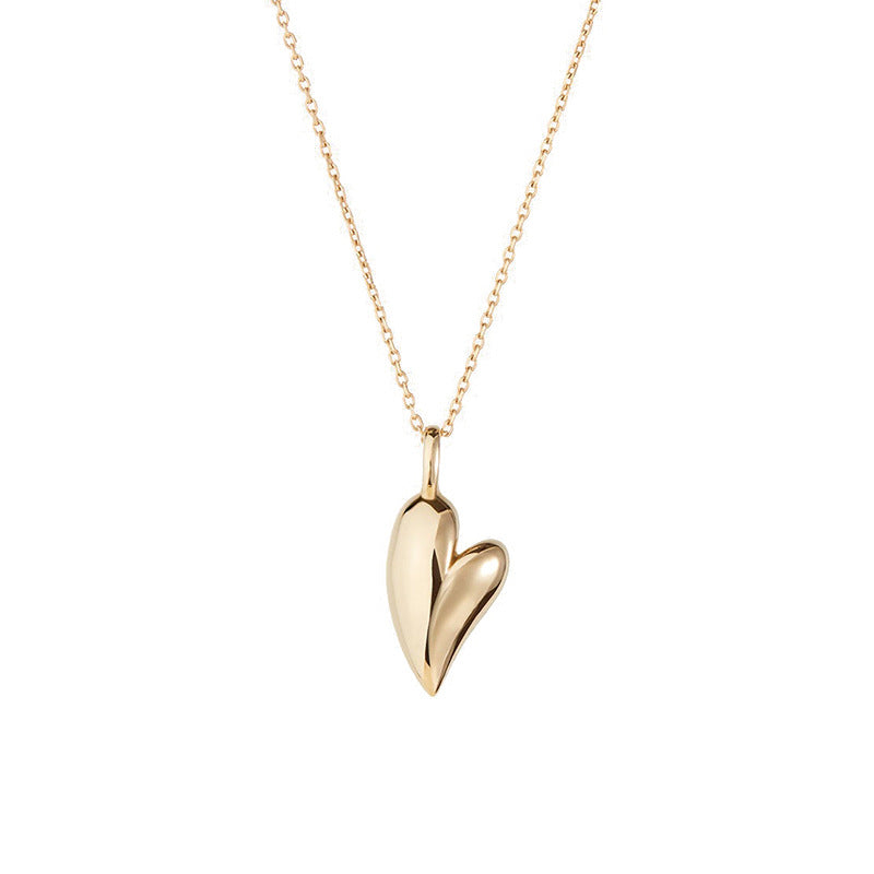Heart Necklace - Minimalist Dainty Sterling Silver Pendant for Everyday Stacking
