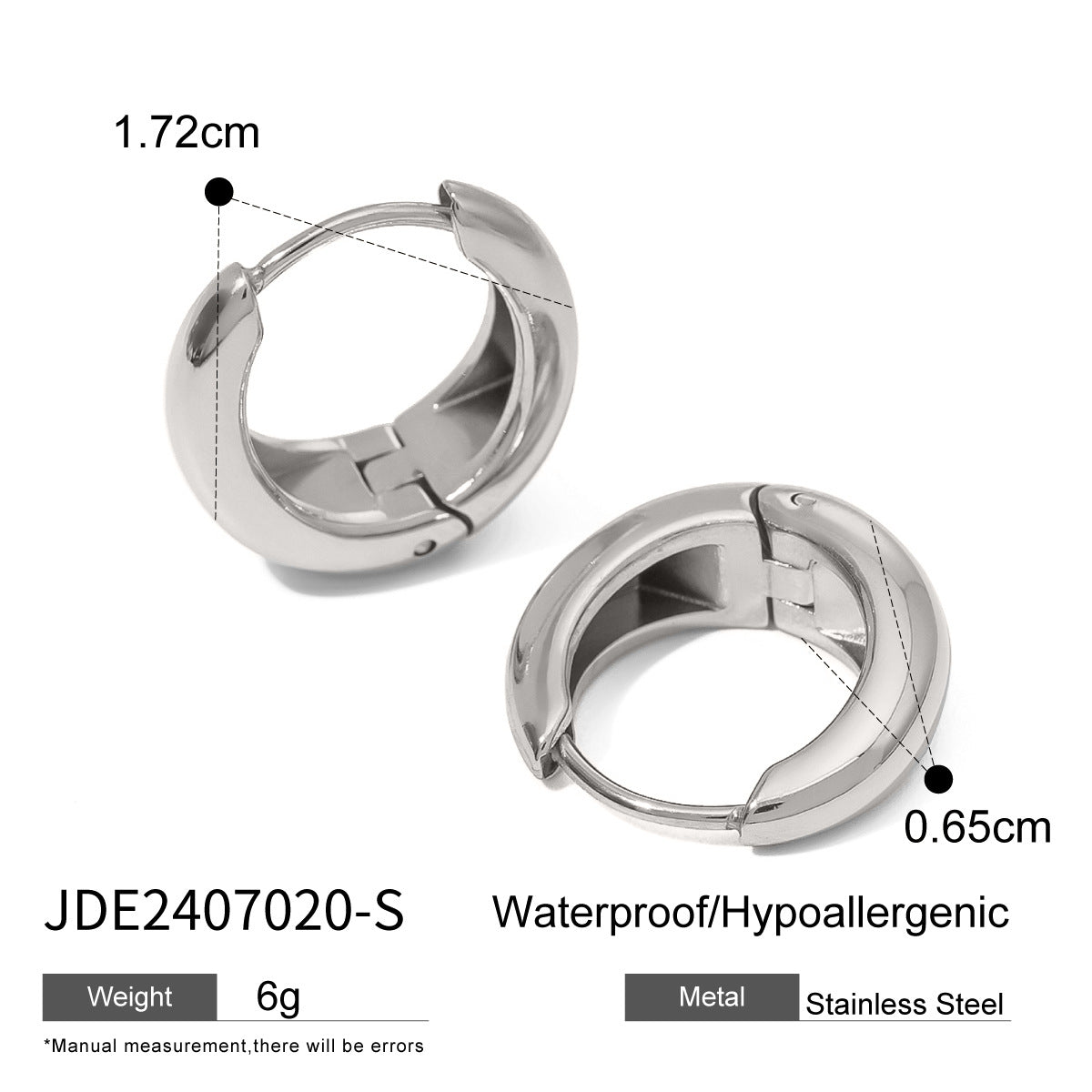 Stainless Steel Hoop Earrings – 18K Gold Titanium Steel Studs with Luxury Appeal