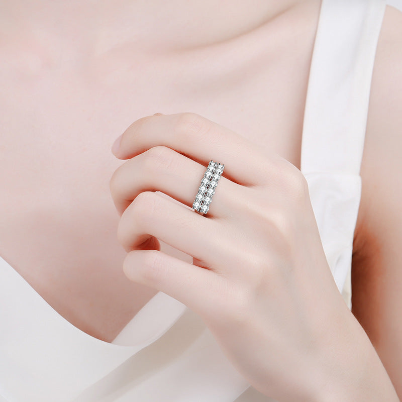 1.4CT Moissanite Full Eternity Band - Shared Prong Sterling Silver Ring | Luxury Wide Band