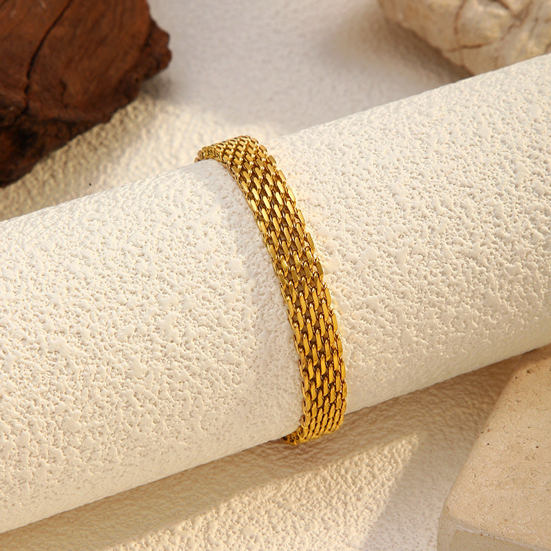 Braided Cable Mesh Bracelet for Men & Women - Luxury Retro Cuff in Gold/Silver Titanium Steel