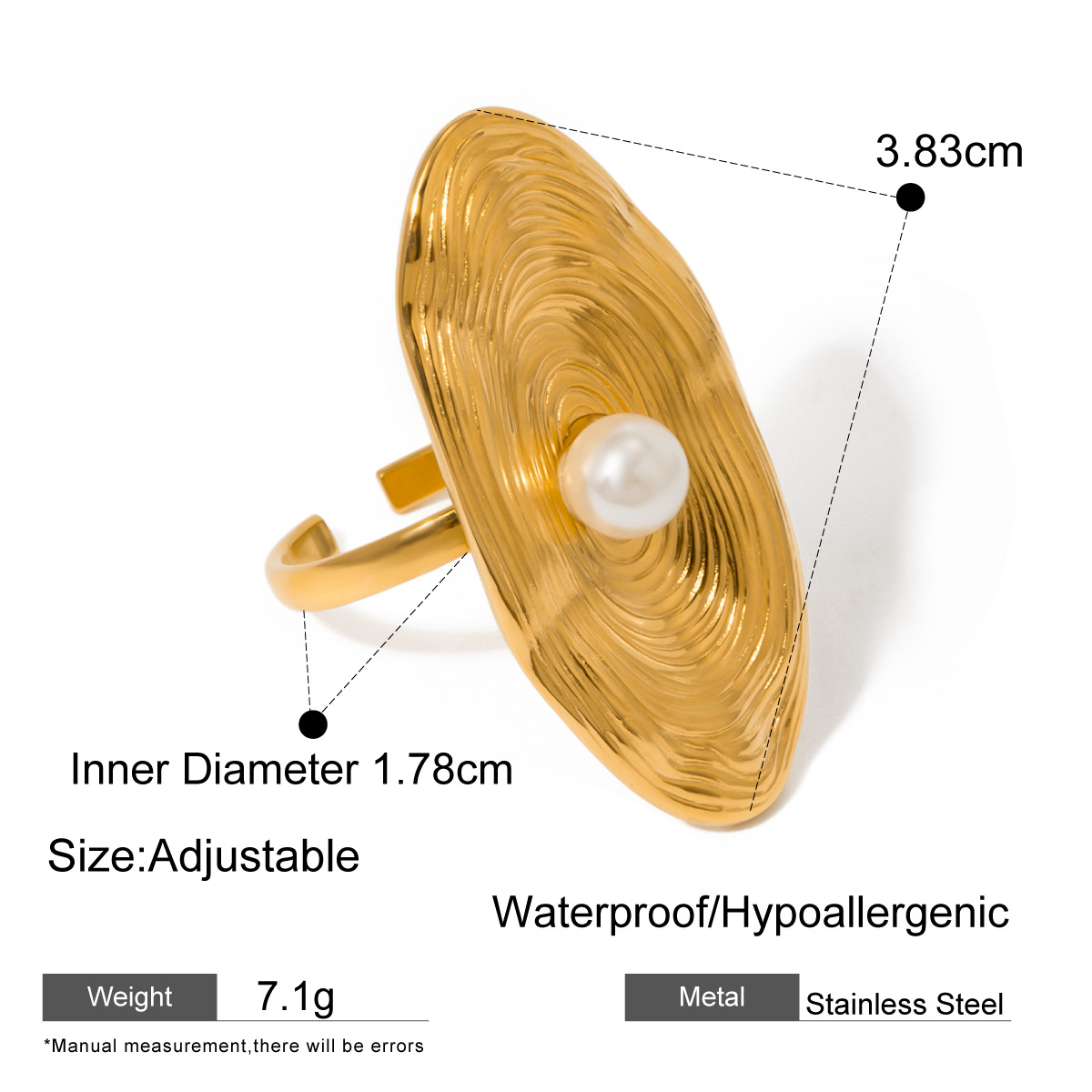 18K Gold Stainless Steel Geometric Statement Ring – Titanium Fashion Band