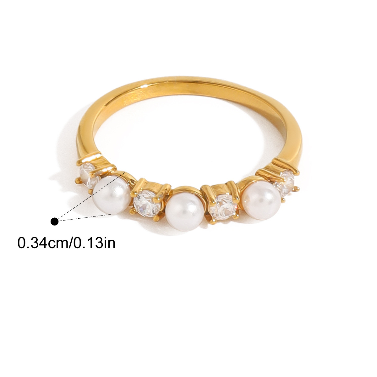 Layered Pearl Ring with Geometric Band - Luxurious Gold/Silver Plated Stainless Steel Stackable Ring