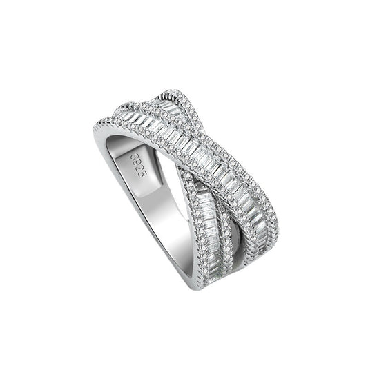 Eternal Cross Promise Ring - AAA Cubic Zirconia Sterling Silver Engagement Ring for Women