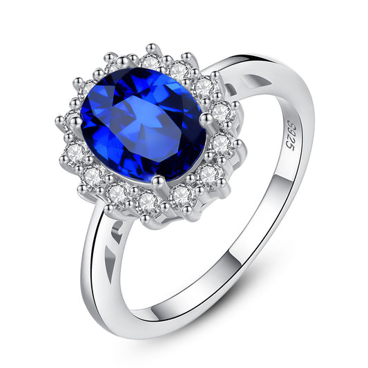 September Birthstone Ring - Classic Blue Sapphire Solitaire Ring in 14K Gold Plated Sterling Silver