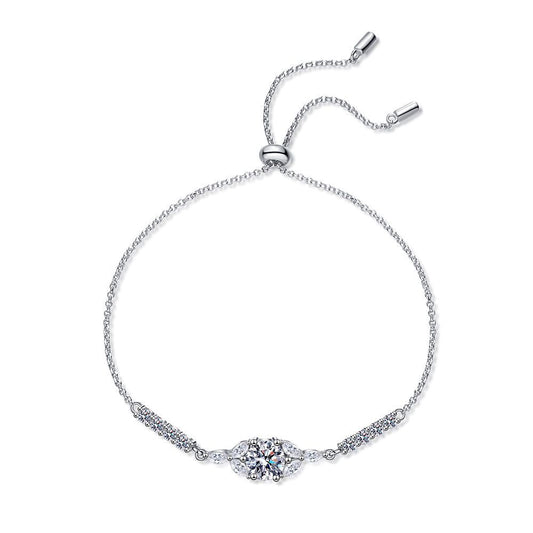 Inspired Star Flower Bracelet - Adjustable Sterling Silver Bracelet with 1CT Moissanite