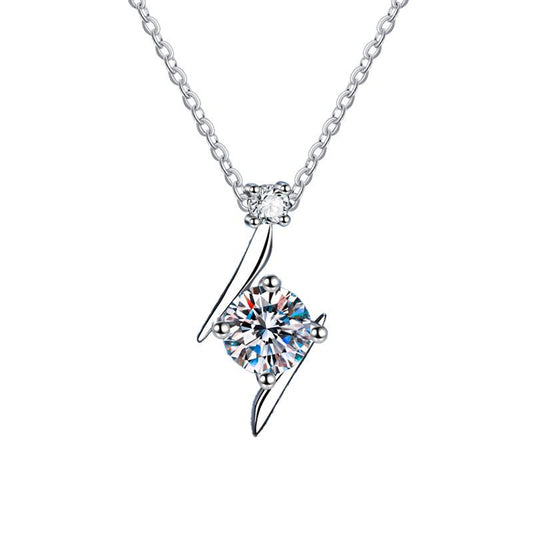 1 Carat D Color Moissanite Lightning Star Necklace | 925 Sterling Silver Pendant