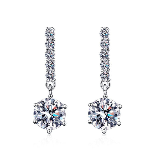 Tassel Drop Earrings with 1CT Moissanite - 6-Prong Sterling Silver Dangling Earrings