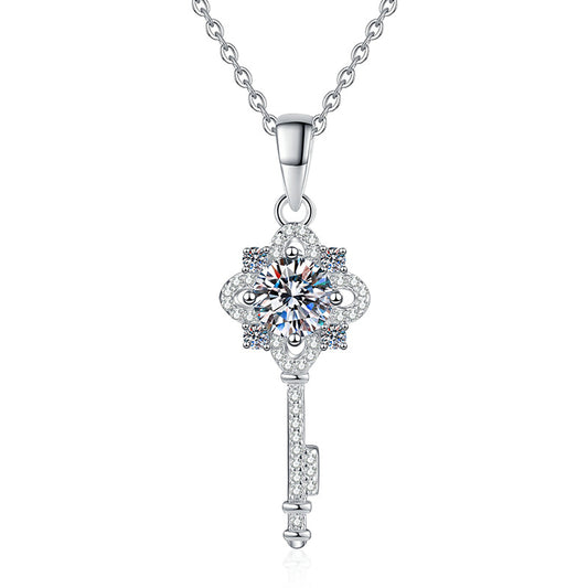 Twilight Key Pendant Necklace in Sterling Silver - 925 Silver Moonlace
