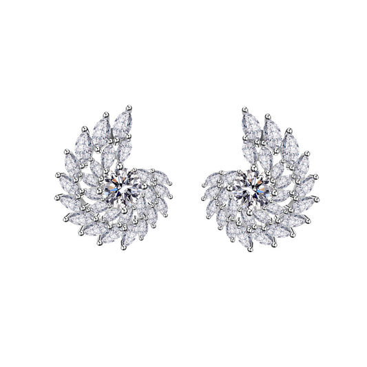 Swirl Twist Zirconia Earrings - 21.6mm Sterling Silver Dangle Earrings with Sparkling CZ