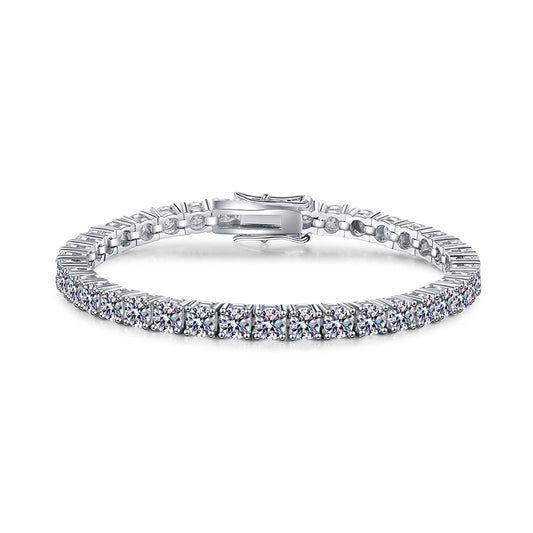 Platinum Plated Moissanite Tennis Bracelet - Full Eternity High-Carat Sterling Silver Bracelet