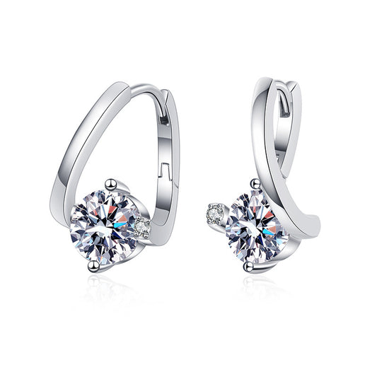 1CT Moissanite Stud Earrings - Premium Sterling Silver Solitaire Earrings with Artisan Craftsmanship