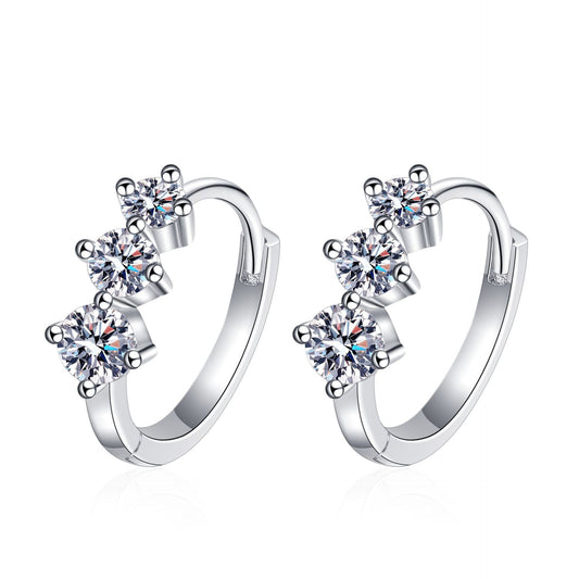Moissanite Circle Hoop Earrings - Premium Sterling Silver Eternal Loop Earrings