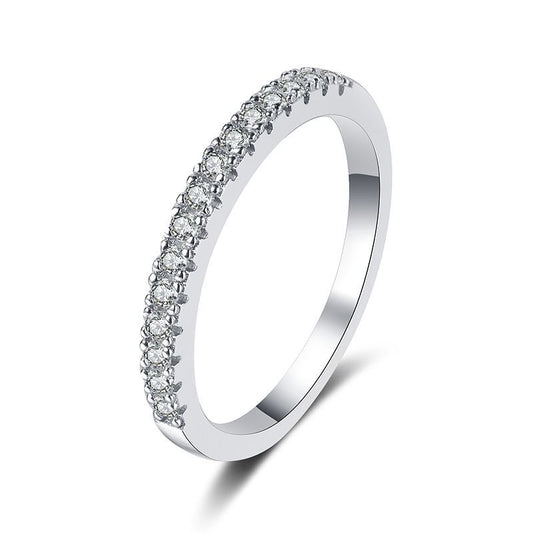 Platinum Plated Moissanite Eternity Band - 0.22ct Shared Prong Stacking Ring in Sterling Silver