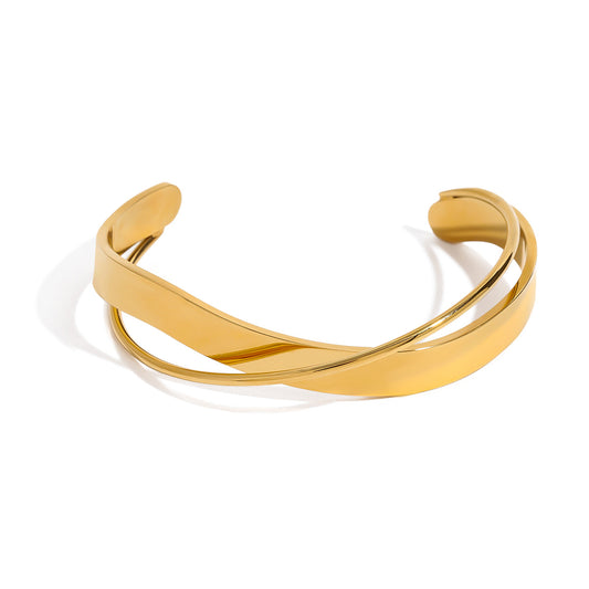 18K Gold Plated Titanium Steel Bangle – Fade-Resistant Minimalist Bracelet