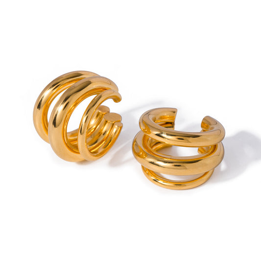 Minimalist Geometric Ear Cuff - 18K Gold Plated No Piercing Ear Climber for Women