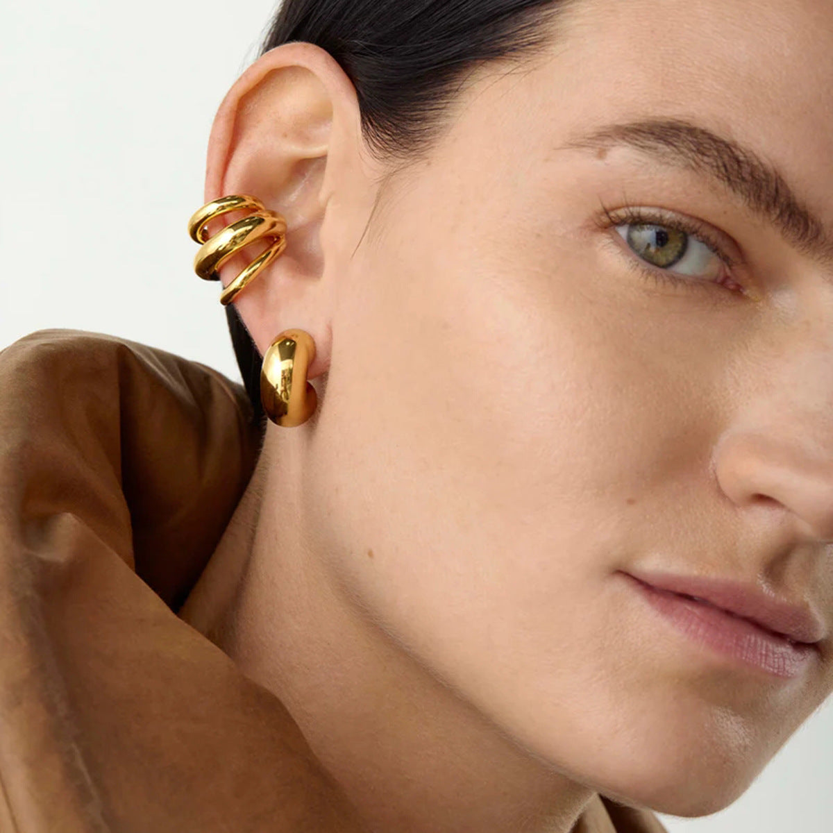 Minimalist Geometric Ear Cuff - 18K Gold Plated No Piercing Ear Climber for Women