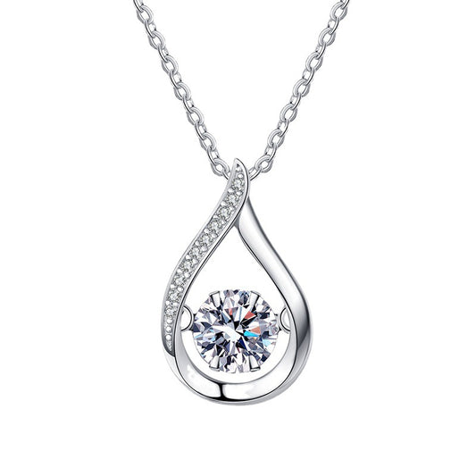 1 Carat Teardrop Moissanite Necklace | 925 Sterling Silver Pendant, Korean Style