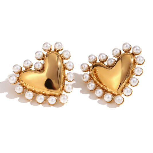 Minimalist Freshwater Pearl Stud Earrings - 18K Gold Plated Stainless Steel Fine Jewelry