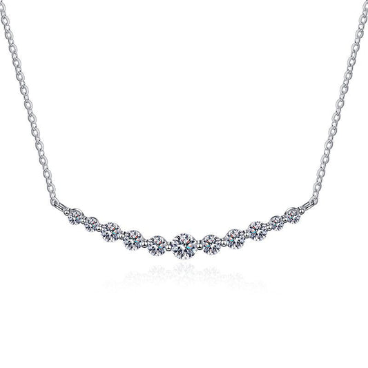 Smiling Face Pendant Necklace with 1.1CT D Color Moissanite - Sterling Silver Collarbone Chain