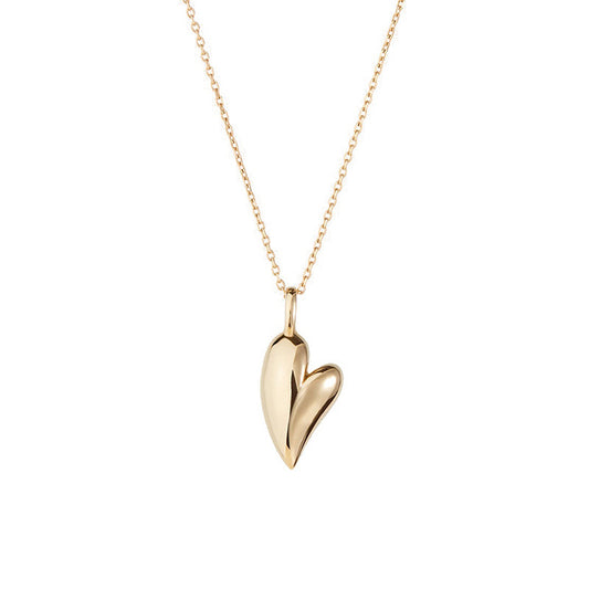 Heart Necklace - Minimalist Dainty Sterling Silver Pendant for Everyday Stacking